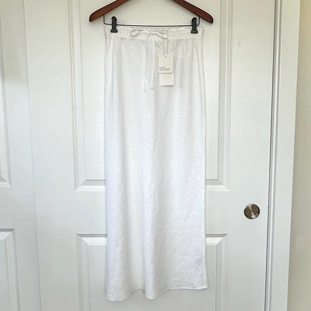 NWT Zara 100% Linen White Maxi Skirt - Picture 4 of 15
